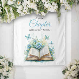 Tenture Nouveau chapitre Bleu Brunch Baby shower de livre