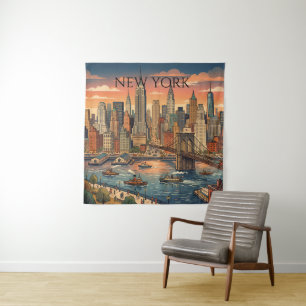 Tenture Nouvelle Skyline Voyage Art Rétro York
