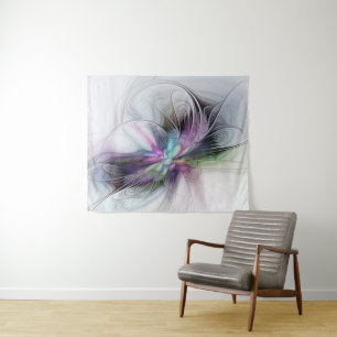 Tenture Nouvelle vie, fantaisie d'art fractal abstrait col
