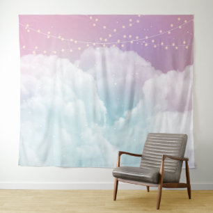 Tenture Nuages et lumières des fées Aquarelle Peint Pastel
