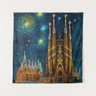Tenture Nuit Catalan Starry   Gaudí rencontre Van Gogh