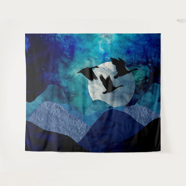 Tenture Nuit Dans Les Montagnes (Devant (Horizontal))