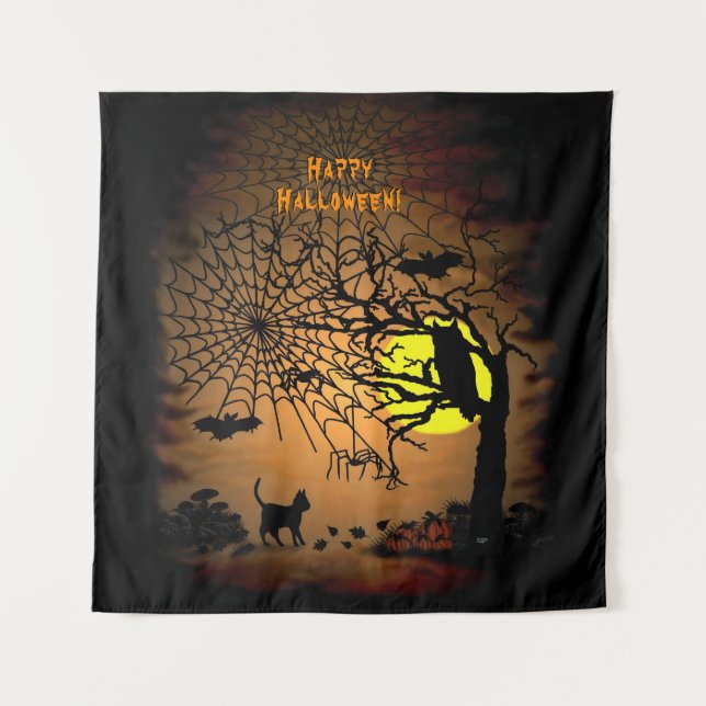 Tenture Nuit d'Halloween, Joyeux Halloween ! (Devant)