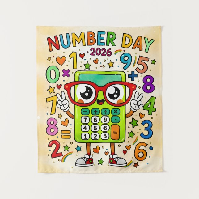 Tenture Number Day 2026 Cute Maths Poster for Kids (Devant)