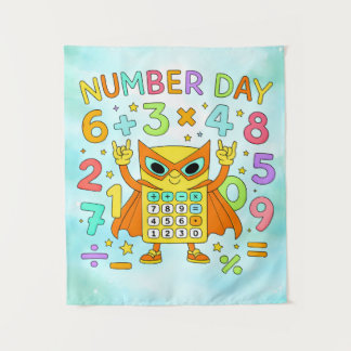 Tenture Number Day Cute Maths Calculator Owl Poster