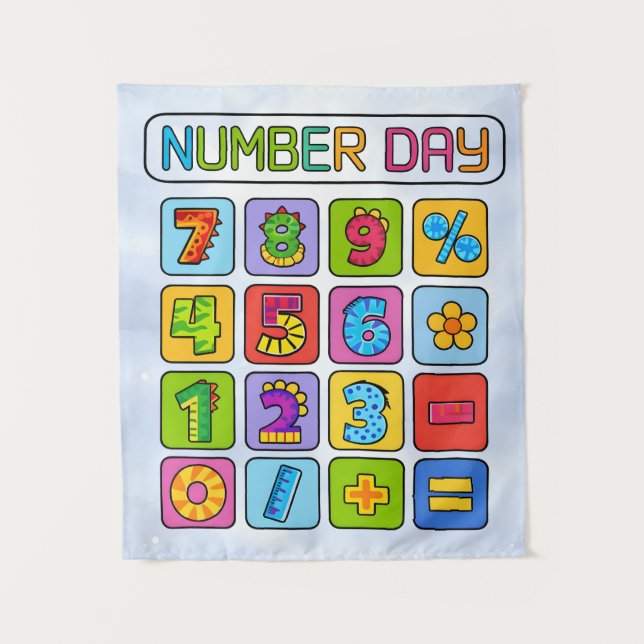 Tenture Number Day Math Icons Calculator Design (Devant)