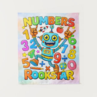 Tenture Numbers Rockstar Cute Robot Math Design