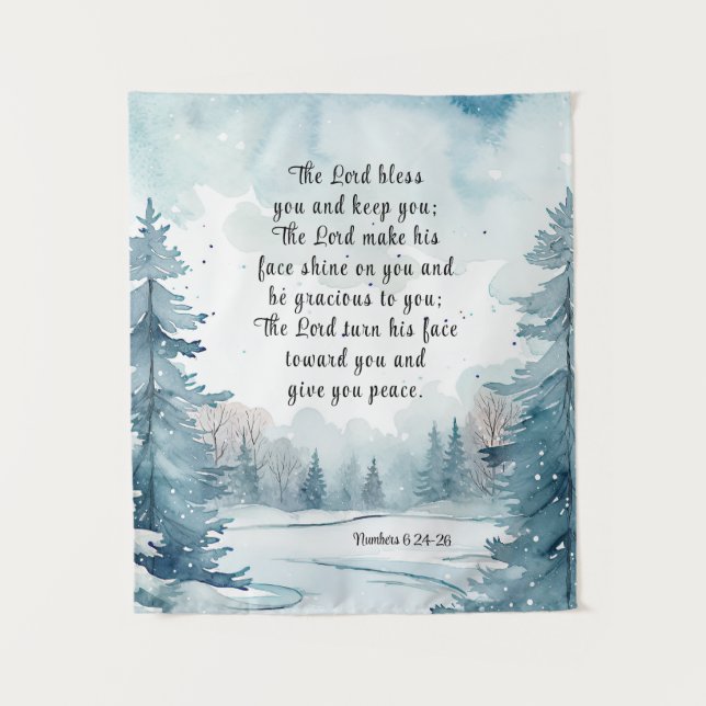 Tenture Numéros 6 Seigneur Bénissez-vous Bible Verse Scène (Devant)