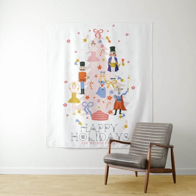 Tenture Nutacker Pink Christmas Tree Holiday (En situation)