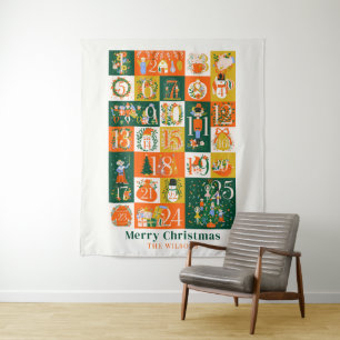 Tenture Nutcracker Noël Holiday Calendrier de l'avènement
