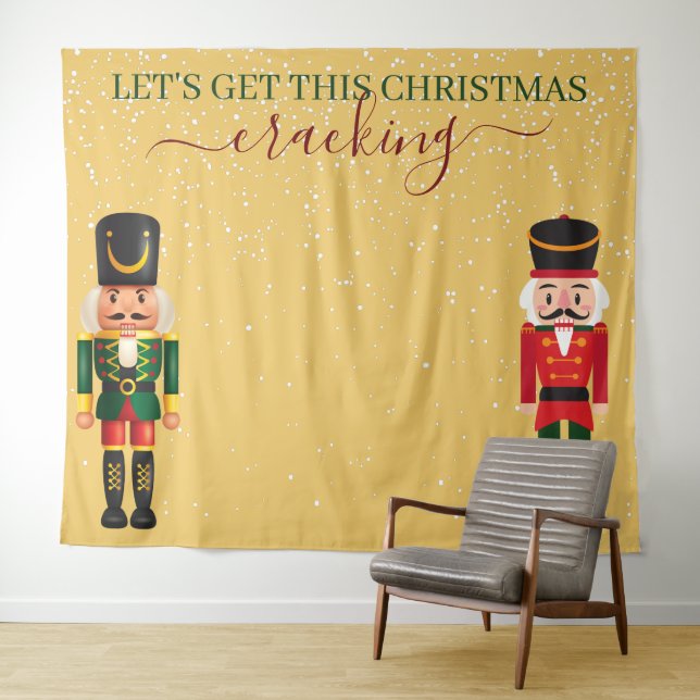 Tenture Nutcracker Yellow Christmas Photo Booth Backdrop (En situation (horizontale))