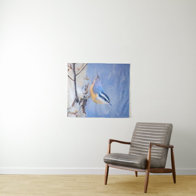 Tenture Nuthatch à poitrine rouge Peinture d'art original  (En situation (horizontale))