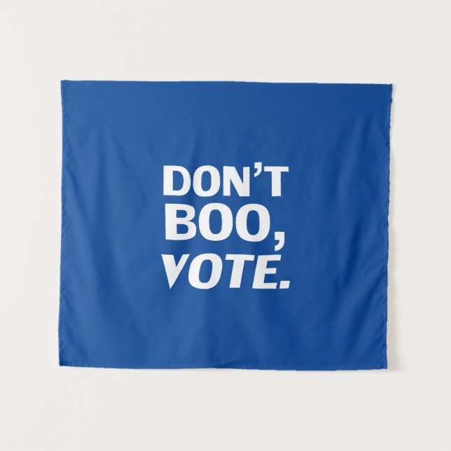 Tenture "N'y allez pas, votez" Halloween bleu blanc (Devant (Horizontal))