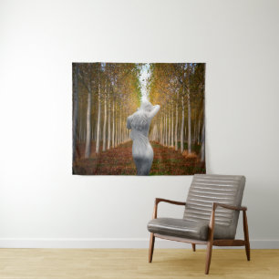 Tenture Nymphe en bois de bouleau d'argent.