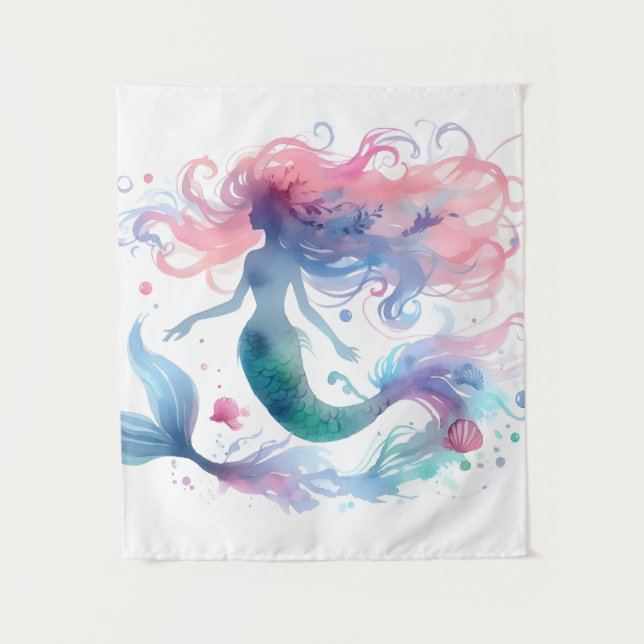 Tenture Ocean Beauty Aquarelle Mermaid Art (Devant)