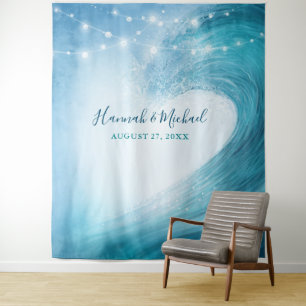 Tenture Ocean Elegant Beach Wedding Tapestries fond