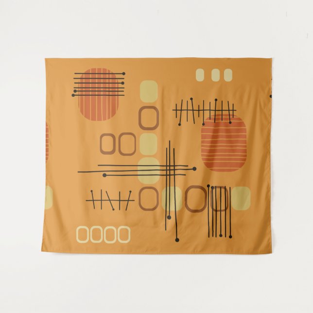 Tenture Ocre en tissu d'écorce Abstrait atomique (Devant (Horizontal))