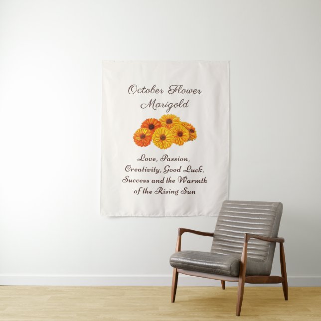 Tenture Octobre Mois de Naissance Fleur Souci Élégant  (En situation)