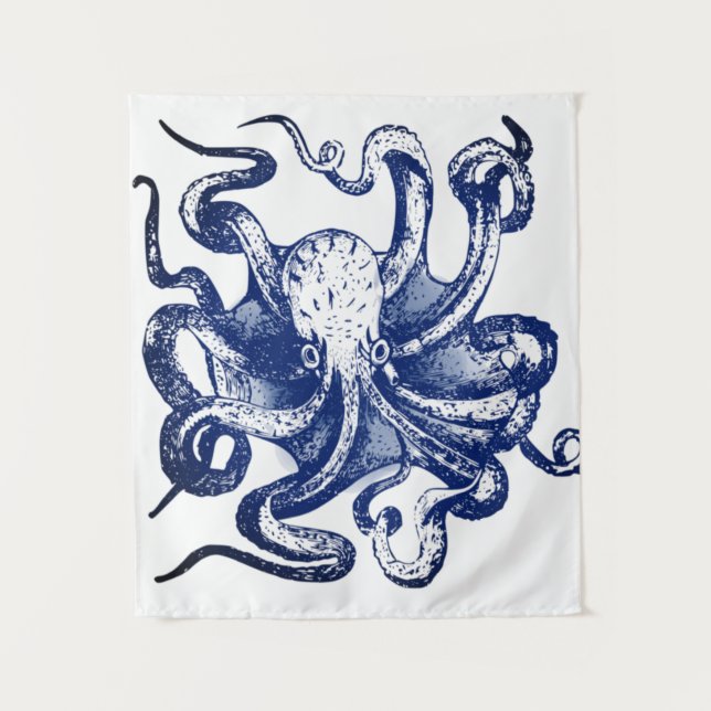 Tenture Octopus bleu (Devant)