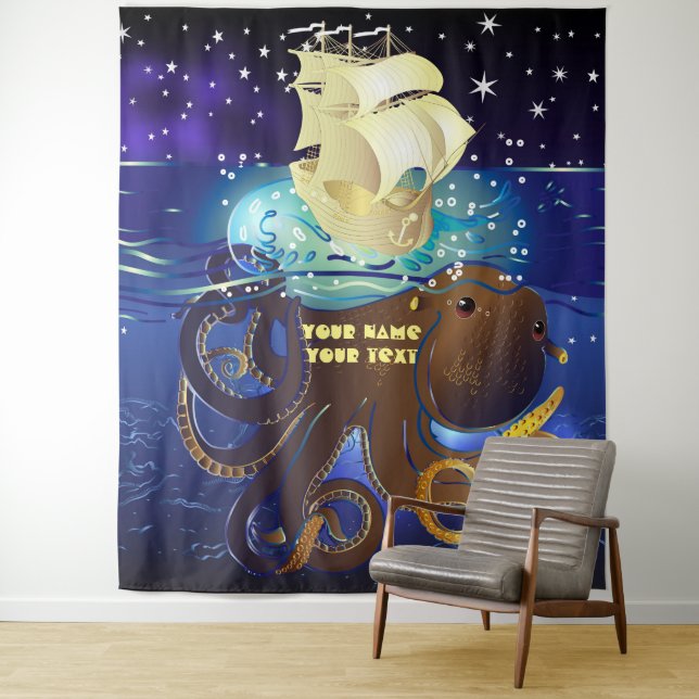 Tenture Octopus Huge et Caravella (En situation)