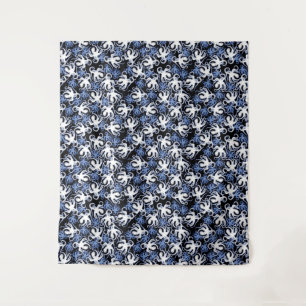 Tenture Octopus noir, blanc et bleu Motif sans couture