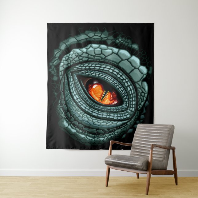Tenture Œil de prédateur reptile primitif (En situation)