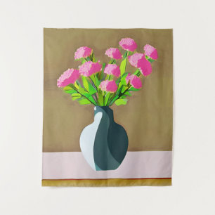Tenture Oeillets roses dans un vase Art moderne