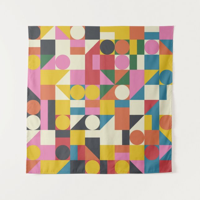 Tenture OEuvre Bauhaus : composition géométrique abstraite (Devant)