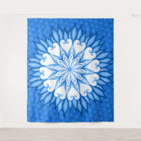 Oeuvre D'Art Mur Esthétique Mandala Blanc Et Bleu