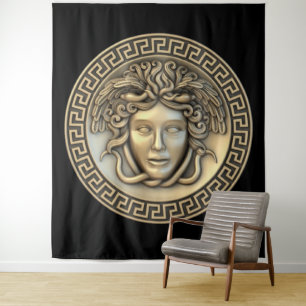Tenture Œuvre d'art murale en or Méduse