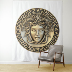 Tenture Œuvre d'art murale en or Méduse
