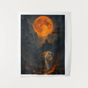 Tenture Œuvre d'art murale premium Tigre Blanc Volcanique