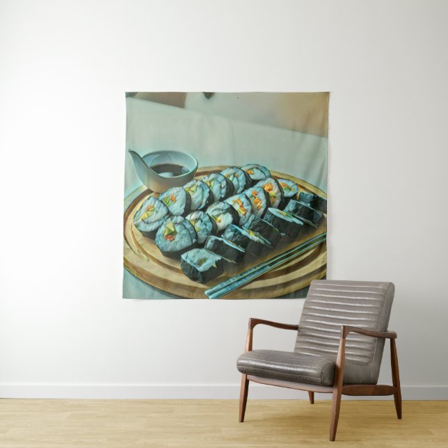 Tenture Oeuvre vintage de Sushi (En situation)