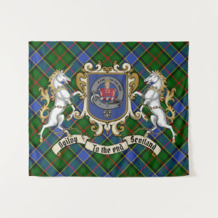 Tenture Ogilvy Clan Badge & Unicorns avec Tartan