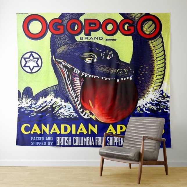 Tenture Ogopogo étiquette de caisses de fruits canadiens d (En situation (horizontale))
