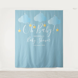 Tenture Oh Baby Shower Cute Blue Toile de Fond pour Photob