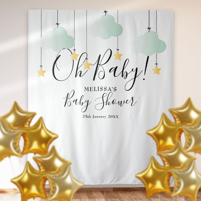 Tenture Oh Baby shower Twinkle Stars Photo Booth fond (Oh Baby Shower Twinkle Stars Photo Booth Backdrop)