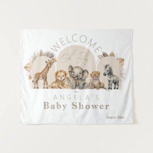 Tenture Oh Bébé Animaux de Safari Boho Bienvenue à la Baby