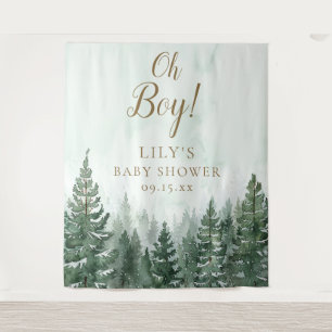 Tenture Oh Boy Rustic Pine Forest Baby shower photo Prop