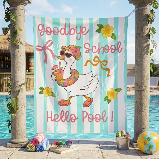 Tenture Oie Silly Bonjour Fête D'été Rayures (Créateur téléchargé)