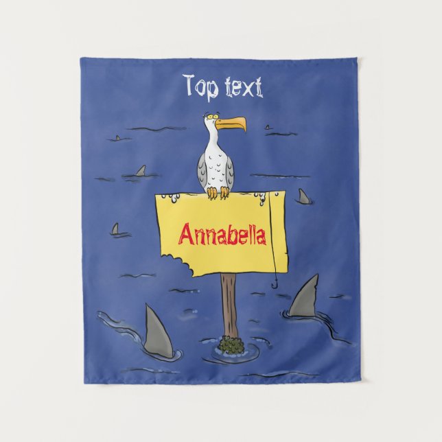 Tenture Oiseau de mer amusant entouré de dessins animés de (Devant)