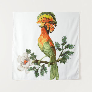 Tenture Oiseau de Paradis et fleurs exotiques sur un fond