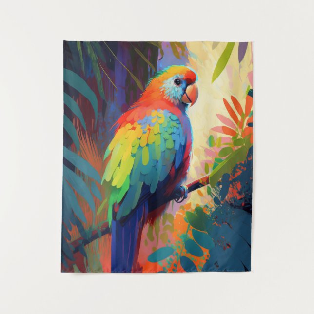Tenture Oiseau de perroquet animal portrait peinture Faune (Devant)
