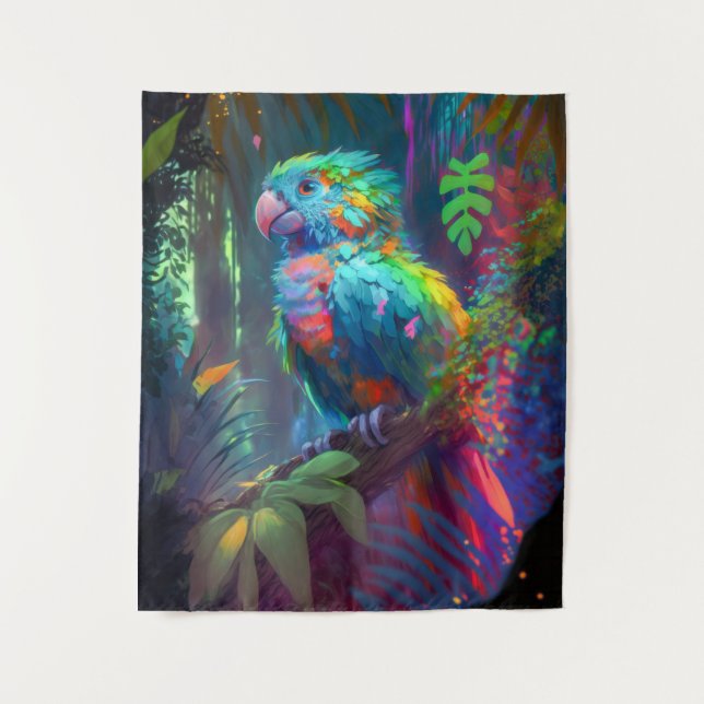 Tenture Oiseau de perroquet Portrait animal Peinture Faune (Devant)