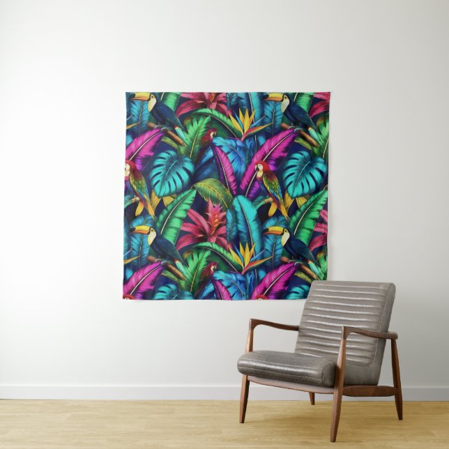 Tenture Oiseaux Exotiques Jungle Dreams Motif de Surface S (En situation (horizontale))