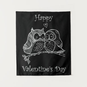 Tenture Oiseaux mignons Aimer Chouette Couple Ligne Romanc