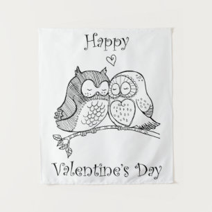 Tenture Oiseaux mignons Aimer Chouette Couple Ligne Romanc