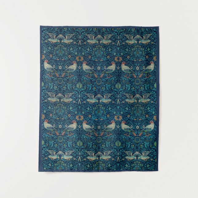 Tenture "Oiseaux" par William Morris Motif bleu (Devant)