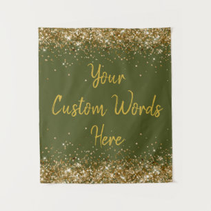 Tenture Olive Green Drab Gold Anniversaire de fête Photo B