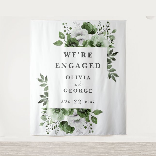 Tenture Olive Green Floral Engagement (Devant)